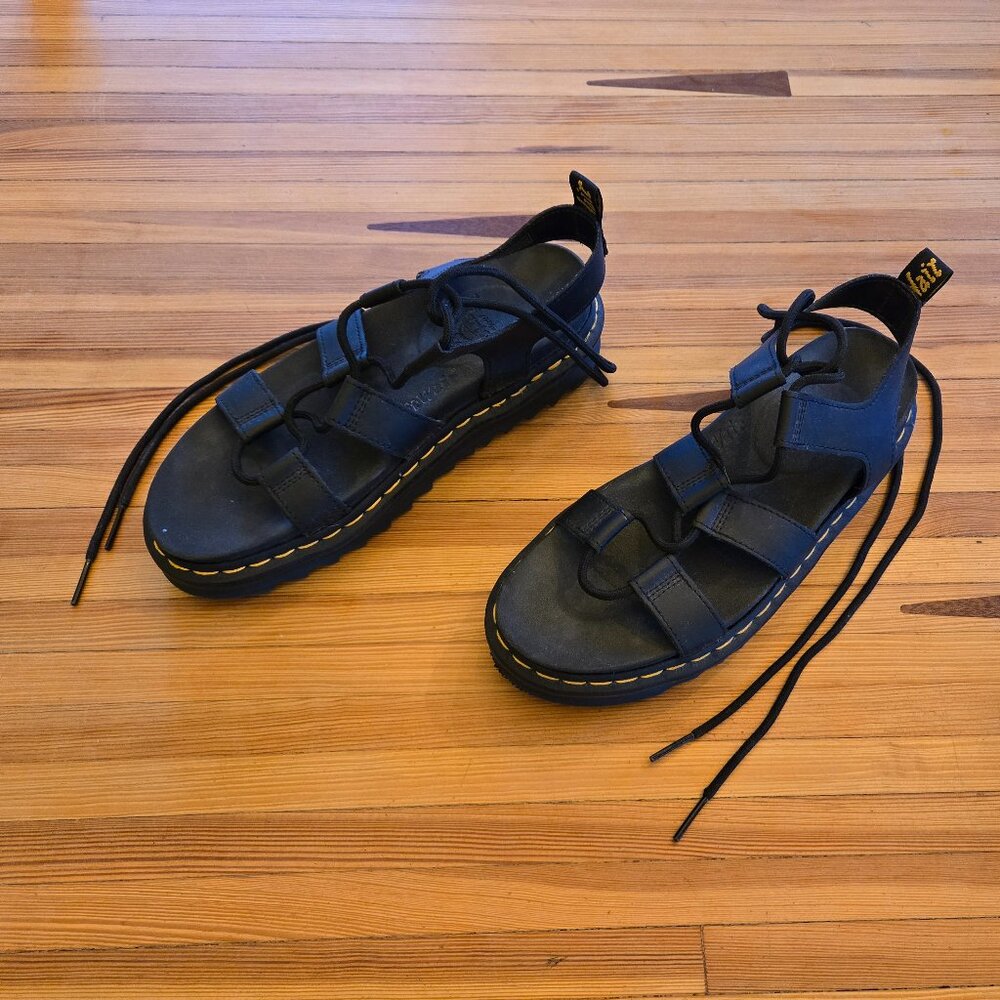 Dr. Martens Black Leather Lace-Up Sandals